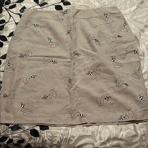 Talbots Beige Pencil Skirt with Black Embroidery bees